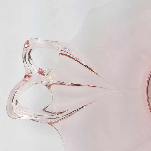 Vintage Depression Era Pink Glass Double Handle Serving Plate Tray - Picture 8 of 12